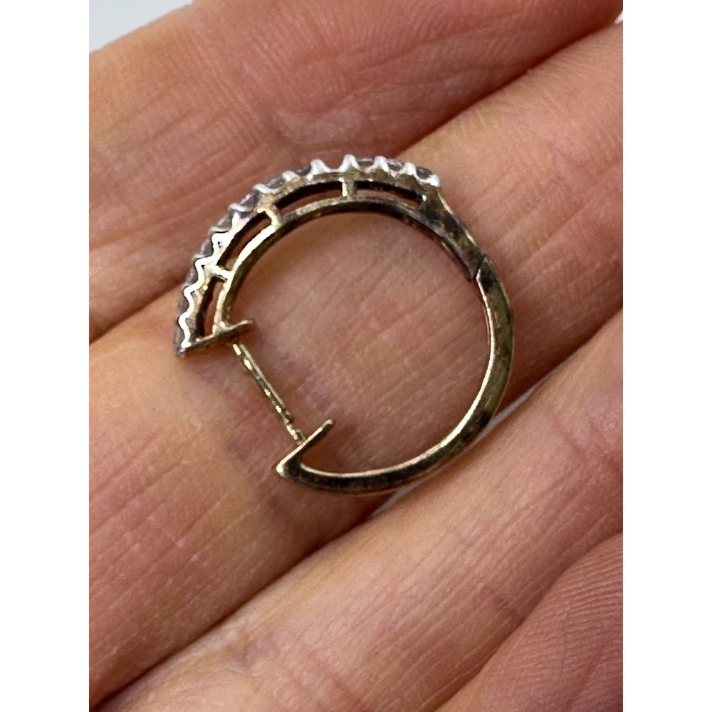 10k MSI Gold Hoop Diamonds Earring SINGLE ONLY ONE Hinged Post *Missing 1 Stone - Picture 9 of 15